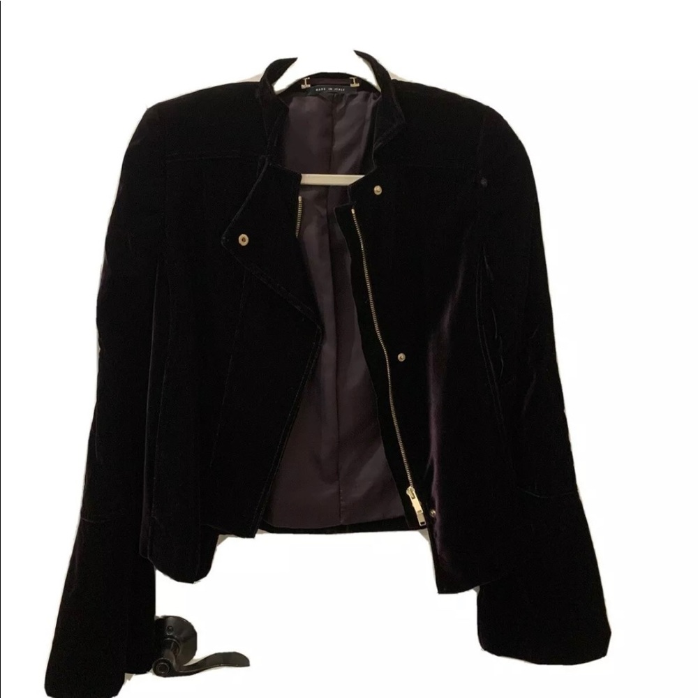 Gucci Black Velvet Moto Blazer with Gold Hardware
